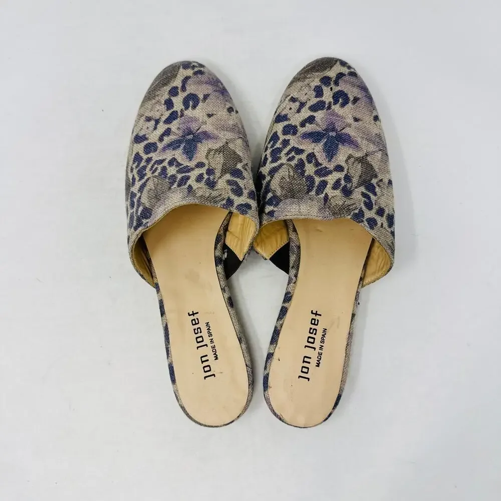 Jon Josef Floral Printed Slip‑On Mule Canvas Summer Flat Round Toe Size 9.5M‎